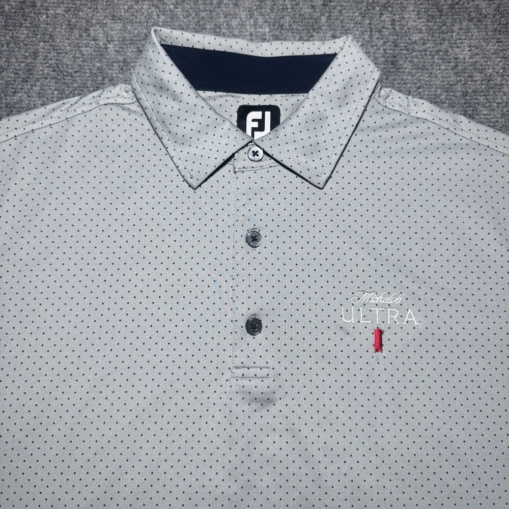 FootJoy Golf Polo Shirt Men Large Michelob Ultra Performance Golf Gray Dotted